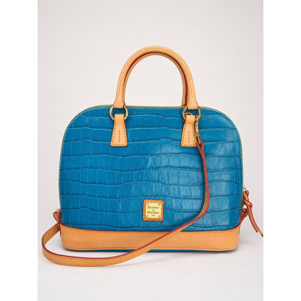 Dooney & Bourke Blue Embossed Croc Leather Dome Satchel Crossbody key case NWOT